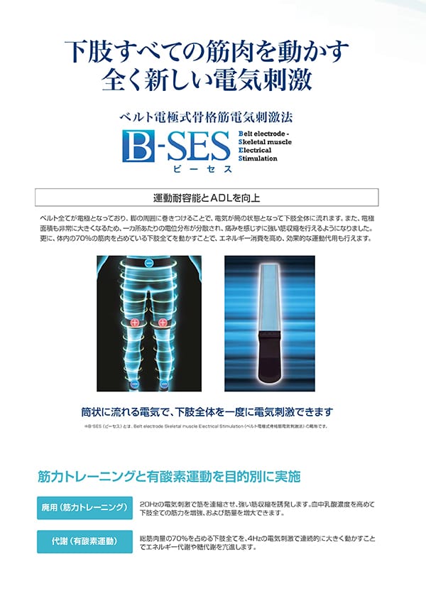 ベルト電極式骨格筋電気刺激装置（B-SESビーセス）によるリハビリ治療